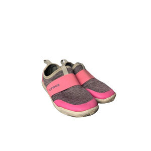 Crocs Girls Size 1 Athletic Slip-On Sneakers Pink & Gray